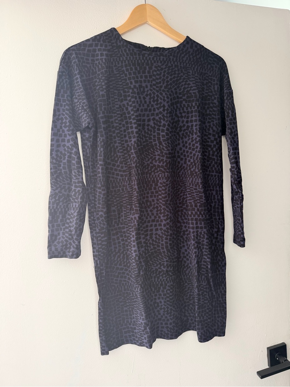 Marimekko Black and deep navy blue Geometric Print Top
